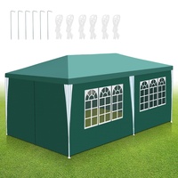Sonnewelt Pavillon Wasserdicht Partyzelt 3x6 m Gartenpavillon mit 6 Seitenteilen UV-Resistent Gartenzelt 100g/m2 Bierzelt Hochwertiges PE Plane Festzelt Grün