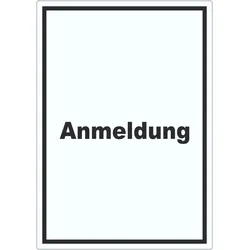 Anmeldung Aufkleber mit Text Aufnahme hochkant A1 (594x841mm)