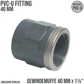 Plimat 40 mm PVC Klebe Fitting Gewinde Muffe verstärkt 16