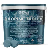 GiDeli chlortabletten für Pool tabletten 200g multitabs 5 in 1 langzeit 5-Phasen Sichere und effiziente Pflege & Reinigung für kristallklares poolwasser & Whirlpool 3 kg