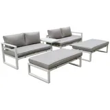 Perel Lounge-Set All-in-one 8-Personen weiß/grau