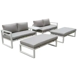 Perel Lounge-Set All-in-one 8-Personen weiß/grau