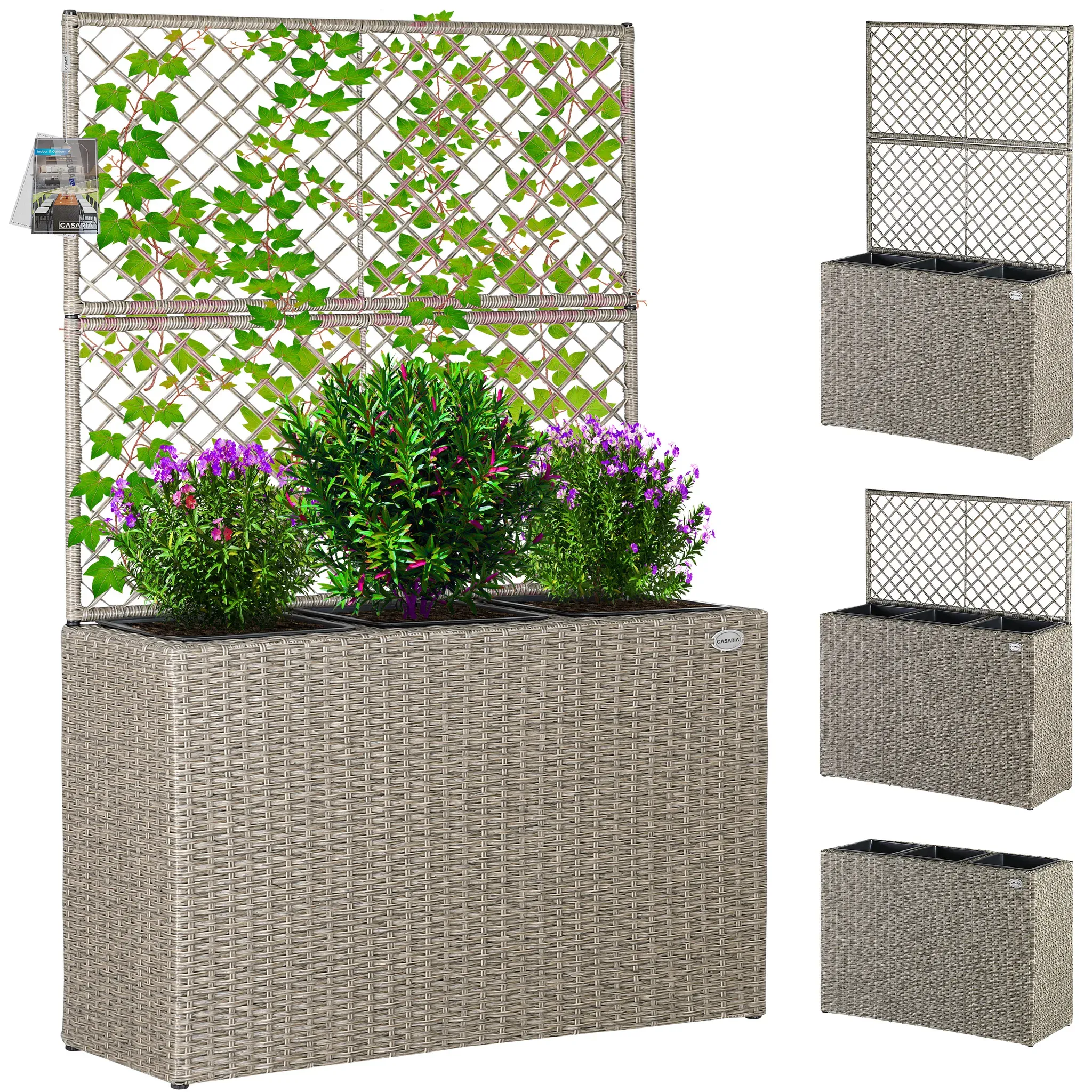 Rattan Trellis Planter Cream 83x305x146cm