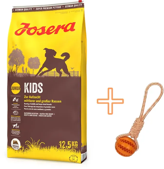 JOSERA Kids 12,5kg + NUXIE Hundespielzeug Tug mit Ball 30cm (Mit Rabatt-Code JOSERA-5 erhalten Sie 5% Rabatt!)