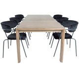 ebuy24 SliderOS Essgruppe Esstisch Ausziehbarer Tisch Länge cm 170 / 250 rauchig Eiche und 6 Arrow Esszimmerstühle Velour schwarz.