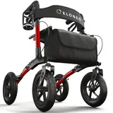 eloneo Rollator faltbar leicht mit Sitz Outdoor rot