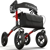 eloneo Rollator faltbar leicht mit Sitz Outdoor rot