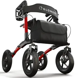 eloneo Rollator faltbar leicht mit Sitz Outdoor rot