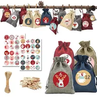 24 Stück Adventskalender zum Befüllen, Filzbeuteln und Stoffbeutel, Adventskalender Zahlen Aufklebern, WeihnachtskalenderGeschenktüten Weihnachten