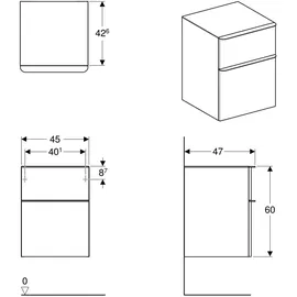 Geberit Smyle Square 45x60x47cm, m 2 L, Holzst. Nussb hick.