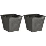 Gartenfreude Pflanzkübel Polyrattan konisch 41,5x41,5cm 2er-Set