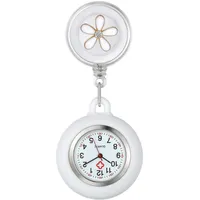 Silverora Blume Krankenschwesteruhr Fob-Uhr Nurse Watch mit Silikon Hülle Schwesteruhr Quarzuhr Clip-on Taschenuhren für Arzt Medizinische Uhr Sanitäter Geschenk