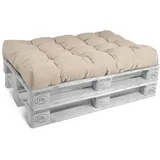 Beautissu Palettenkissen Beige, Textil, 80x15x120 cm Outdoor-Kissen, Palettenkissen
