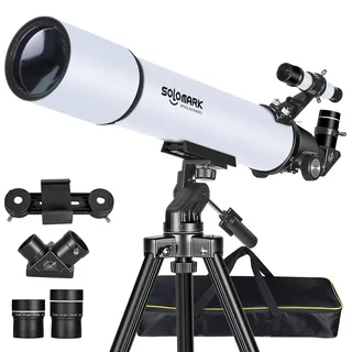 Teleskope für Erwachsene Astronomie, 80mm Aperture 900mm Professional Refraktor Telescope für Kinder-Anfänger, kompaktes und tragbares Reiseteleskop mit Tragetasche und designtem Telefon Adapter