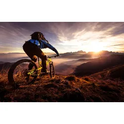 Fototapete PAPERMOON "Photo-Art SANDI BERTONCELJ, SUNSET TRAIL RIDE", bunt, B:5,00m L:2,80m, Vlies, Tapeten