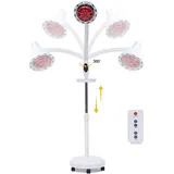 DIFU 275W Rotlichtlampe Infrarotlampe 10 Gang Wärmelampe 360° Drehbar Therapielampe mit 5 Allrichtungsräder, 8-70°C Temperatur-Einstellber & Timing-Einstellber