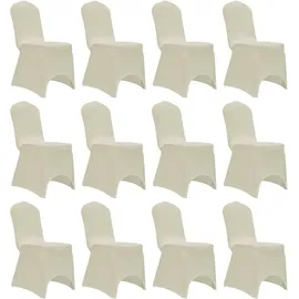 vidaXL Stuhlhusse Stretch Creme 12er Set