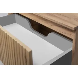 Rodan | Waschbeckunterschrank - 80cm | Braun matt - Eiche | B/H/T 80/57/46cm | 2 Softclose-Schubladen | Badezimmerschränke, Badmöbel, Unterschränke - Braun