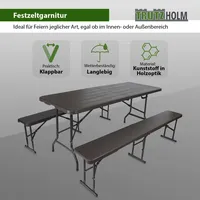 Trutzholm Bierzeltgarnitur Festzeltgarnitur klappbar Holzoptik Biertisch Camping 3tl 180cm