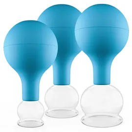 PULOX Schröpfgläser aus Echtglas 3 Stück. klein Blau 3 St