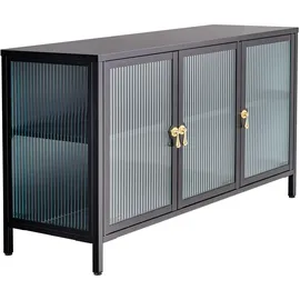 Riess-Ambiente Sideboard AMSTERDAM - 105cm schwarz gold Riffelglas Metall Vitrine Schrank Modern