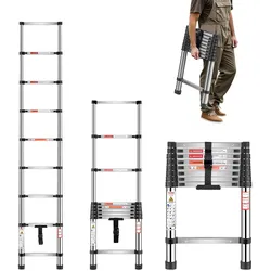VEVOR Teleskopleiter Edelstahl Ausziehleiter Stehleiter Klappleiter 254cm Leiter