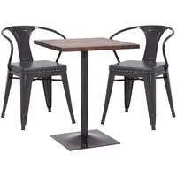 Mendler Set Bistrotisch 2x Esszimmerstuhl HWC-H10d, Stuhl Tisch Küchenstuhl