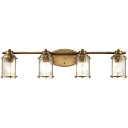 Licht-Erlebnisse Wandaußenleuchte BRENO Messing Transparent Industrial Design IP44 4xE27 LE121344