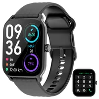 IOWODO Smartwatch,Smartwatch Herren Damen,1.85" Zoll Touch-Farbdisplay Smart Watch mit Bluetooth Anrufe Pulsschlag SpO2 Schrittzähler Schlafmonitor Geeignet Fitnessuhr für Android iOS(Schwarz)
