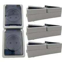 Buri Doppelsteckdose 2 Fach Aufputz IP44 Grau 4 St.