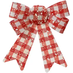 Schleifen 17cm Kariert 2er Set Geschenkschleifen Weihnachtsschleifen Dekoschleifen festliche Dekoration Weihnachten Hochzeit rot weiß