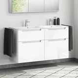 evineo ineo5 Unterschrank B: 128 cm, 4 Auszüge, mit Griffmulde, für Duravit ME by Starck Doppelwaschtisch,, BE0369WH,