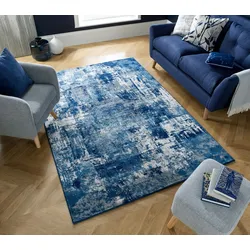 Kadima Design `Dee` Abstrakte Kunst-Teppiche in Premium-Qualität. Farbe: Blau, 160x230 cm
