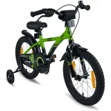 PROMETHEUS BICYCLES Kinderfahrrad 16 Zoll ab 5 Jahre mit Stützräder und Rücktritt GRÜN|SCHWARZ|dunkelgrün 16"