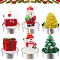 6 Stück Weihnachtskerzen, Mini Weihnachtskerzen Teelichter, Weihnachten Teelicht Kerzen, Mini Teelichter Kerzen, Weihnachtsmann, Schneemann, Tannenzapfen Kerzens für Weihnachtstisch Adventskranz