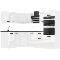 Belini Küchenzeile Küchenblock Küche L-Form MELANIE Küchenmöbel mit Griffe, Einbauküche ohne Elektrogeräten mit Hängeschränke und Untersch...