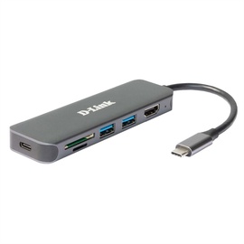 D-Link 6-in-1 USB-C Multiport-Adapter, Card Reader, USB-C 3.0 [Stecker] DUB-2327