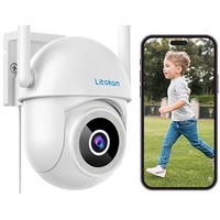 litokam Überwachungskamera Aussen, 4MP WLAN Kamera Outdoor mit Bewegungserkennung, Zwei-Wege-Audio, 360° PTZ Kamera überwachung aussen, WLAN Überwachungskamera Außen für Babyphone mit Alexa