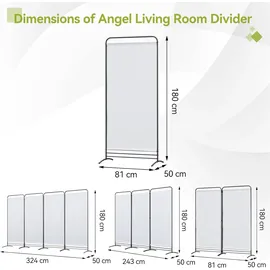 Angel Living Senkrechtmarkise Klappbar Raumteiler Freistehend Sichtschutzwand Paravent 1 Teilig, 81(B)x 50(T)x 180(H)cm weiß