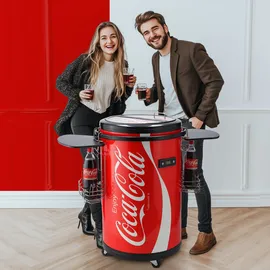 Salco SPC-55CC Coca Cola Party-Cooler Kühlschrank (50 l, 830 mm hoch, Rot)