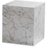 KADIMA DESIGN Couchtisch MONOBLOC 40x40x45 cm Hochglanz mit Marmor Optik, in Weiß Holzwerkstoff, Quadratisch,Quadratisch, 40x45x40 Wohnzimmer, Wohnzimmertische, Couchtische