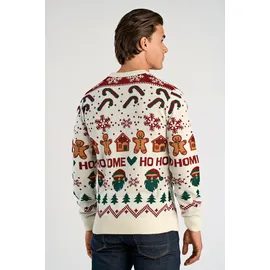 Lindbergh Weihnachtspullover mit Intarsien Muster Weiß M
