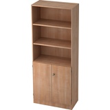 bümö office Regal-Aktenschrank abschließbar, Büroschrank groß aus FSC-Holz, 80cm breit in Nussbaum - abschließbarer Schrank, Büroschrank