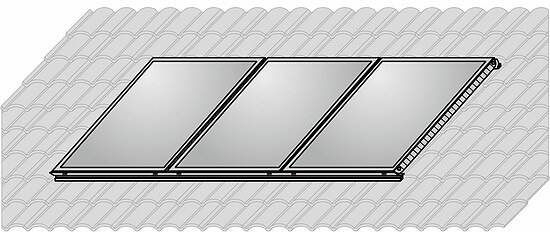 WOLF AluPlus Aufdach-Montage-Set hochkant - Falz-Ziegel - für 3 Kollektoren TopSon F3-1 / CFK-1 - 7701671