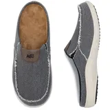 WNA Step Up Herren Hausschuhe orthopädische schuhe für Männer mit Arch Support Loafers Plantarfasziitis Orthesen Breit Freizeit Slip On Leinwand bequeme Haus Slippers - 47 EU Weit