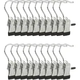 Relaxdays 40 x Stiefelklammern gummiert, Stiefelaufhängung, Wäscheklammern, 360° drehbarer Haken, Hosenbügel, Silber/schwarz
