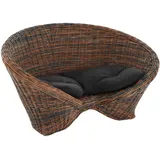 Krines Home Sessel Lotus Stuhl Meditationssessel Rattan Yoga Sitz Meditation Rattansessel, mit Kissen braun|schwarz