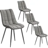 WOLTU Esszimmerstühle 4er Set, für Wohnzimmer Küche Esszimmer, Küchenstühle gepolstert mit Rückenlehne, Sitzfläche aus Kunstleder, mit Metallbeinen, bis 150 kg belastbar, Grau