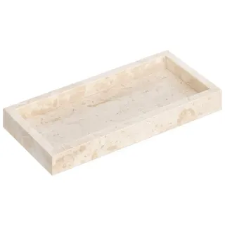 Navaris Tablett für Schmuck und Make-Up - Badezimmertablett - Travertin - 25 x 12 - Schlüsselablage Schale - Badezimmer Tablet - Naturstein - Badezimmer Steinplatte - rechteckig