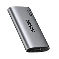 SSK 512GB Externe SSD Festplatte, Portable SSD bis zu 550 MB/s Schnelle External SSD USB 3.2 Gen2 USB C SSD für iPhone 15/Pro, Windows, Mac, Android Mit LED-Licht, Trim, SMART Unterstützt